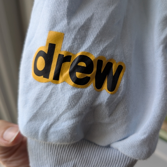 Drew House Light Blue Hoodie Sweater with Smiley Face Graphic Size Large - Picture 4 of 7